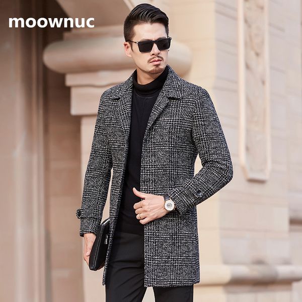 

winter mens woolen coat 2018 men warm fashion jackets coats slim fit thicken men's casual plaid wool trench coat plus size m-3xl, Black