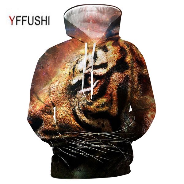 

yffushi 2018 new arrival 3d men women hooded pullover fashion tiger 3d sweatshirts casual slim fit sweatshirts men plus size 5xl, Black
