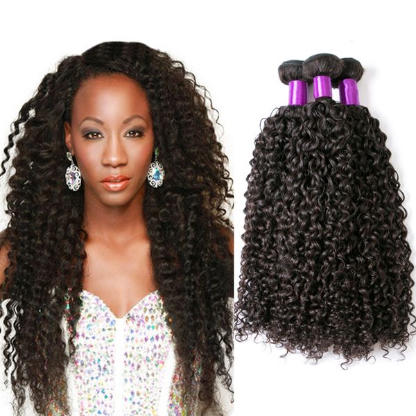 8a Indian Kinky Curly Hair Weaves 3 Bundles Double Weft Human Hair