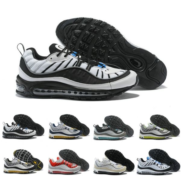 

New 98OG Multi Stripes Fashion Casual Running Shoes Grey Blue Black Red mens air trainers Sneakers US 7-12