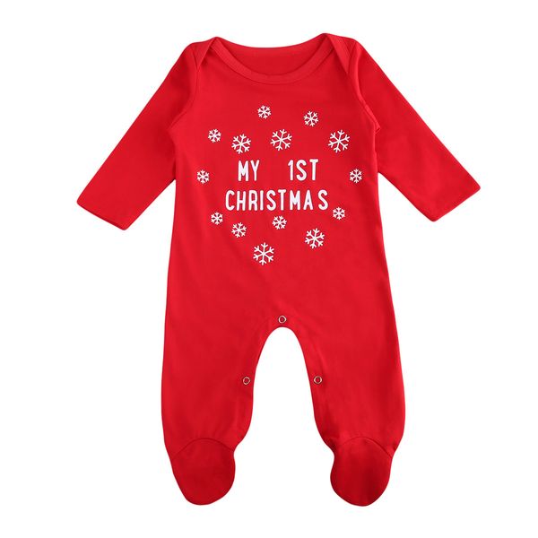 

pudcoco christmas baby boy girls romper long sleeves infant newborn baby letter romper first baby christmas clothes red y18102907, White