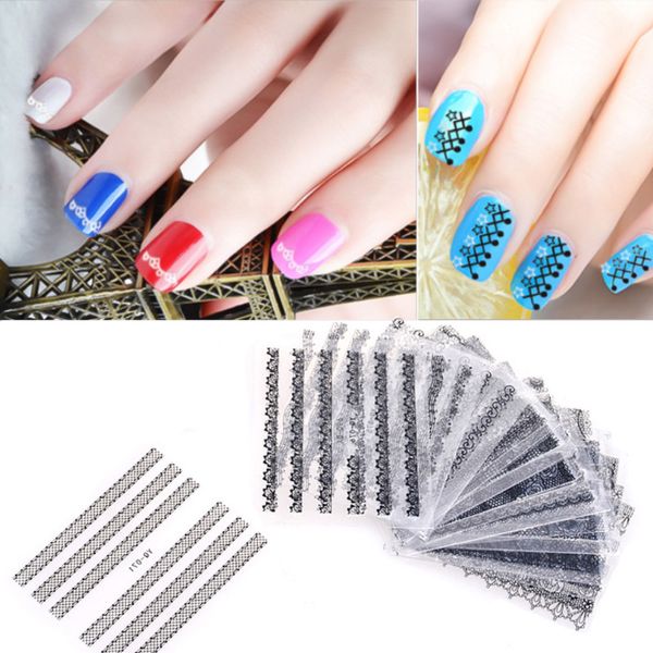 

yinikiz 30 sheets 3d design beauty nails sticker white black lace nail stickers nail art decals diy decoration