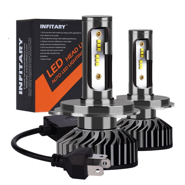 

infitary led headlight bulbs h1 h3 h4 h7 h11 h13 9004 9005 9006 hi-lo single beam auto car headlamp 72w 6500k zes chips