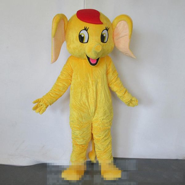 Hot Adulto tamanho Dos Desenhos Animados Profissional Mascote Elefante Amarelo Bonito Elefante Costume fantasia traje kit mascotte tema fancy dress carniva costume