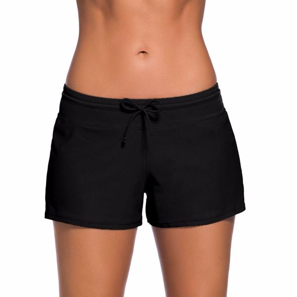 

plusland women swim boardshort women's beach sports trousers short two-piece separates briefs swimsuit clothes bottoms, White;black