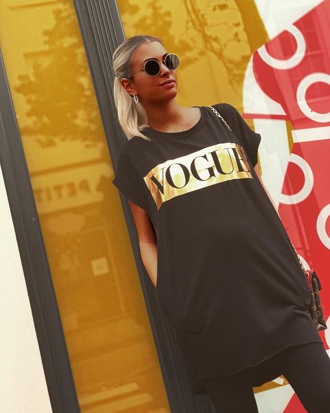 

2020 bohemian pure color lettering printed multi dress casual casual v-neck nightdress dress, Black;pink