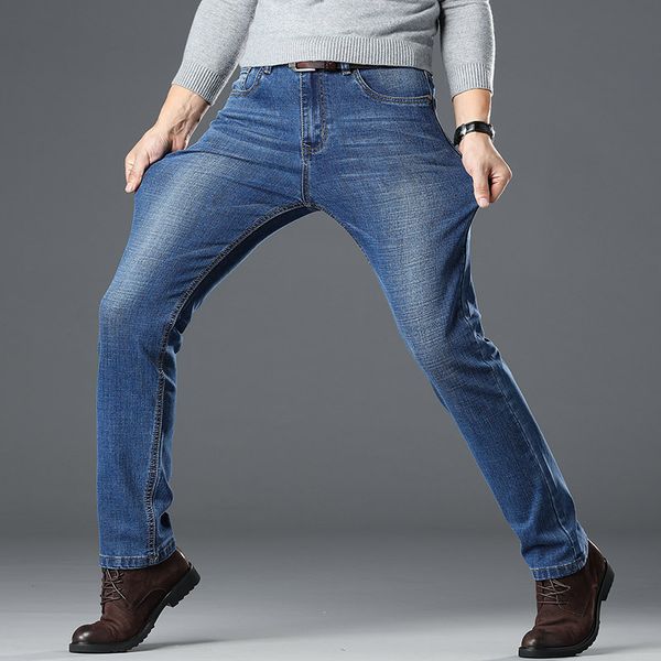 

2018 men cotton straight classic jeans spring autumn male denim pants overalls designer men jeans high quality, Blue