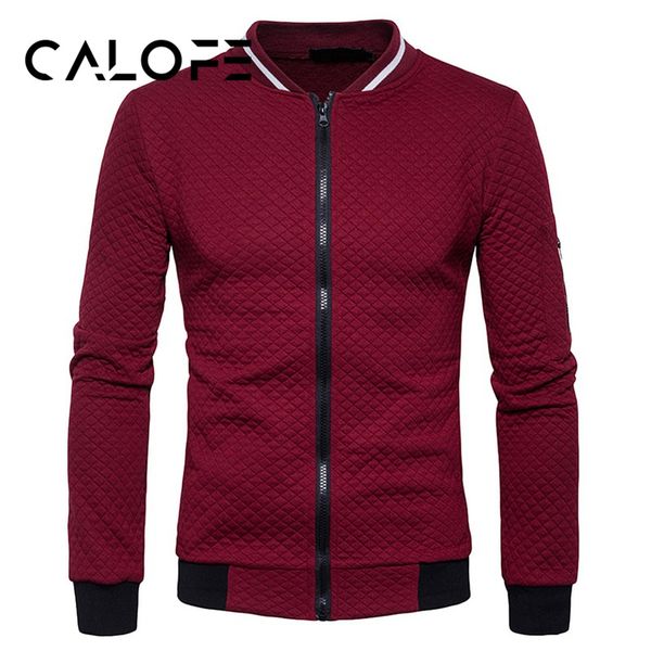 

calofe 2018 hoodies men solid turtleneck sportswear running coat men's tracksuits 2018 autumn brand baseball jacket, Black;red