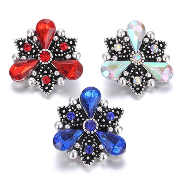 

10pcs 2018 new snap jewelry crystal rhinestone flowers 18mm snap fit buttons handmade snap bracelet charms, Bronze;silver