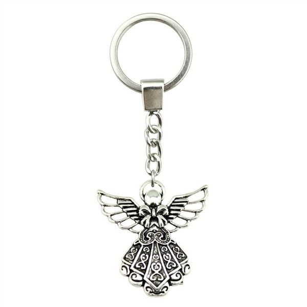 

6 pieces key chain women key rings fashion keychains for men angel 42x39mm, Slivery;golden