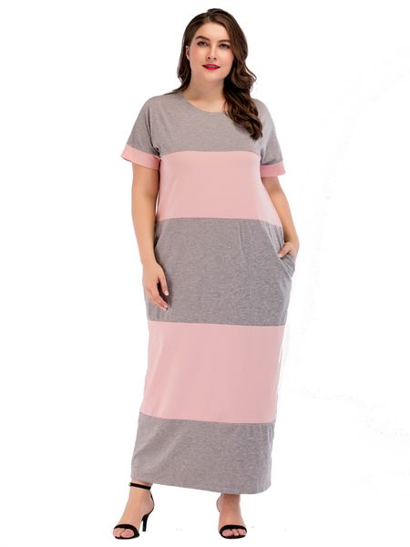 

185216 mujer musulman large size euramerica plus size dress middle east dress colour splicing long sleeved long thin gowns, Red