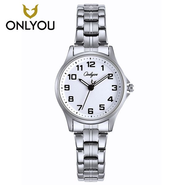 

onlyou женщины fahion часы леди неделя календарь из нержавеющей стали бизнес кварцевые часы женский номер повседневная наручные часы подарок, Slivery;brown