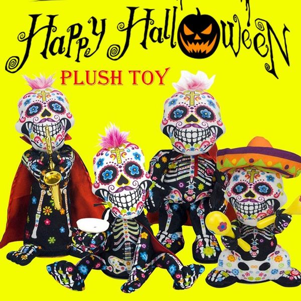 

halloween electric vampire skull soft padded doll electric plush skull ghost doll halloween party zombie toy