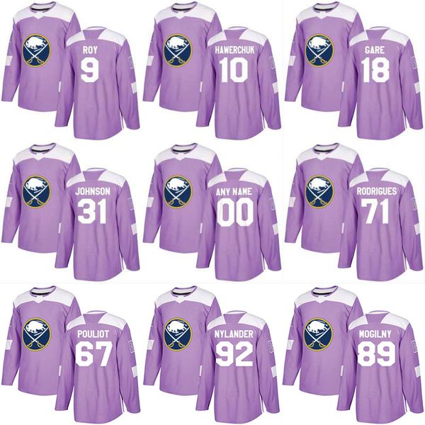 

2018 Fights Cancer Jersey 67 Benoit Pouliot 13 Nicholas Baptiste 21 Kyle Okposo 29 Jason Pominville Buffalo Sabres Custom Hockey Jerseys