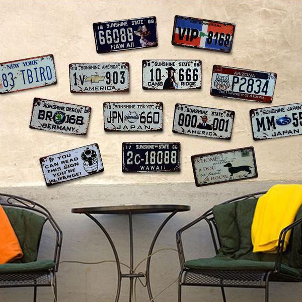 

Retro licen e plate metal wall painting ticker multi theme bar garage re taurant art motor craft tin ign wall ticker decoration mwp