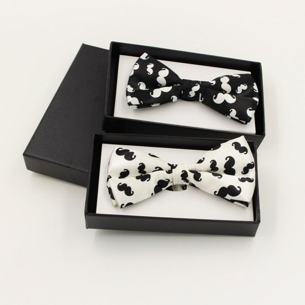

1pc black and white beard barba mens bowtie printing tuxedo bow tie for wedding formal party neckwear adjustable cravat pre-tied, Black;blue