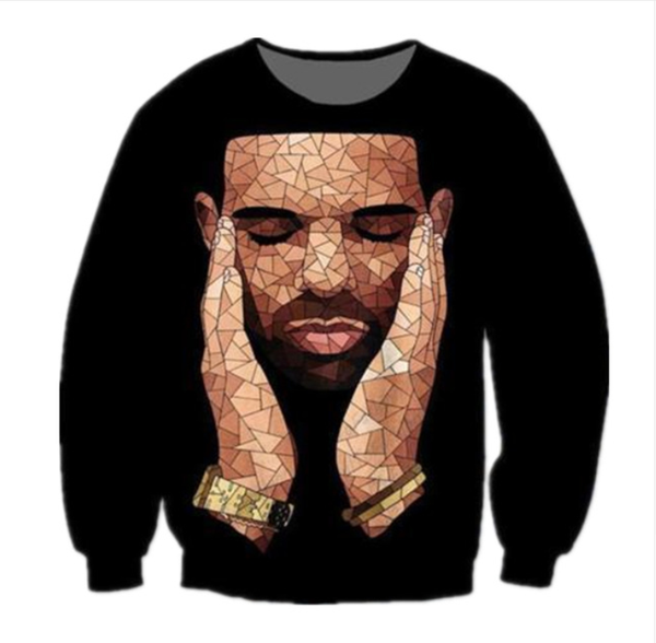

wholesale-fashion womens/mens star drake funny 3d print casual sweatshirt qq044, Black