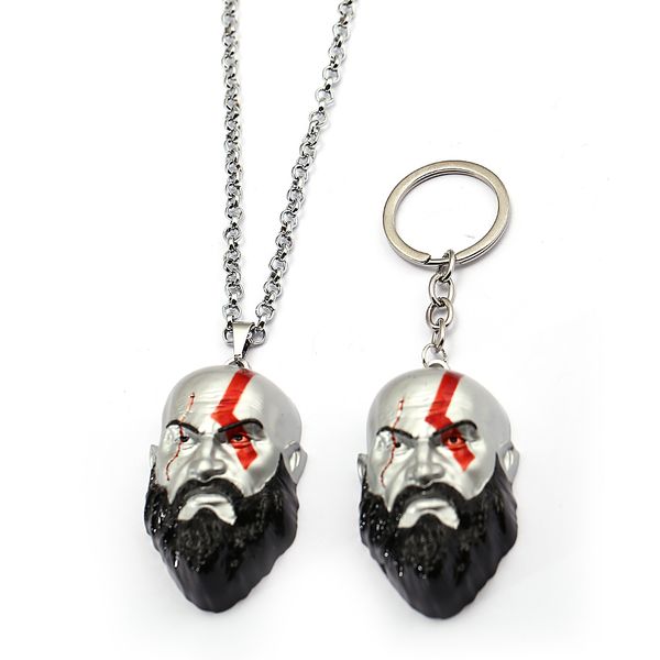 

game god of war 4 keychain olympus kratos 3d mask key chain car bag figures chaveiro feminino father's day gifts 12994, Silver