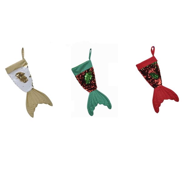 Fish Tail Flipping Bead Sock Bling Style Christmas Stockings Mermaid Gift Bag Fashion Lovely Design Santa Claus Socks 14gm ZZ