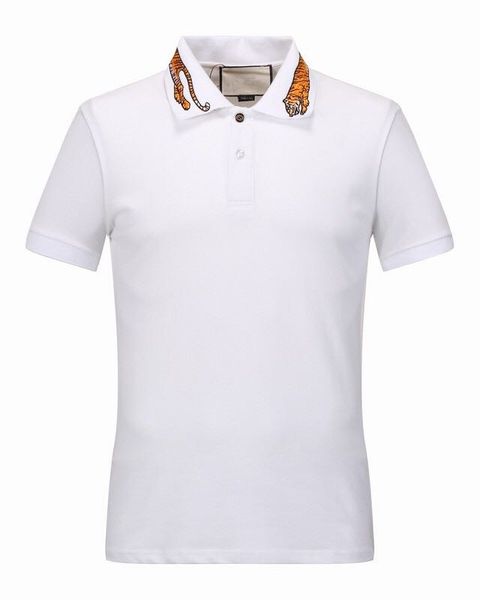 Luxo Itália Tee T-Shirt Designer Camisas Pólos High Street Bordados Garter Snakes Bee Tiger Impressão Vestuário Masculino Marca Pólo