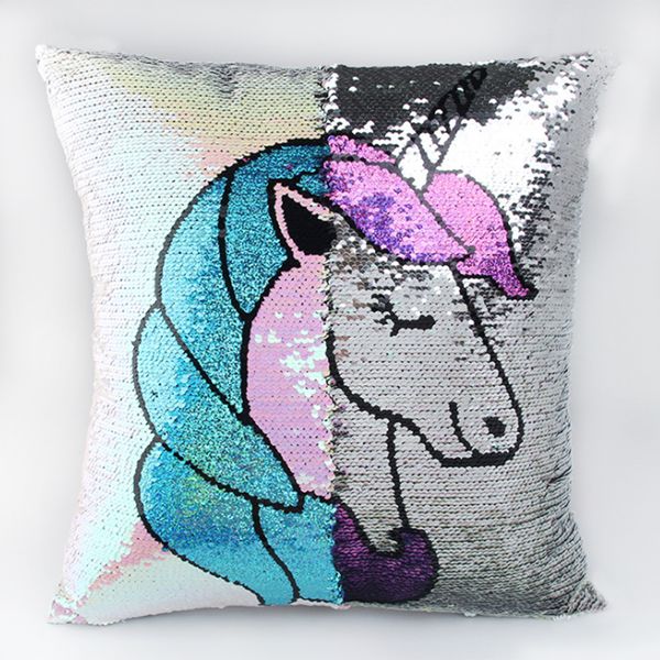 

diy unicorn sequin pillowcase mermaid color changing reversible pillow case magical throw pillow cover blue cartoon pillowcases