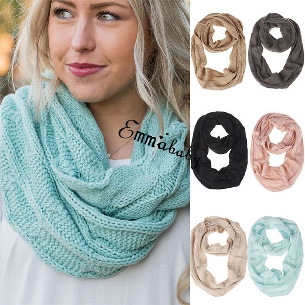 

hirigin women winter warm infinity circles cable knit scarf cowl neck scarives wrap