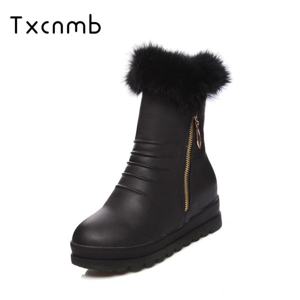 

txcnmb 2018 new arrive mid calf boots punk fashion boots extreme high heels snow women waterproof big size 11 12, Black