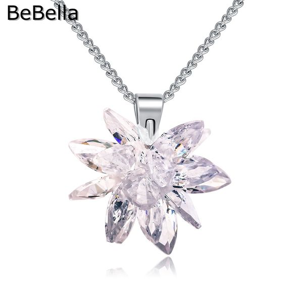 

bebella edelweiss pendant necklace made with cubic zirconia stone for bride wedding jewelry gift for mother's day gift 2018, Silver