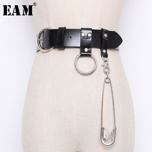 

eam] 2018 autumn winter woman stylish black color spliced sliver pendant ring belt buckle pu leather waistband long belt ld0327, Black;brown