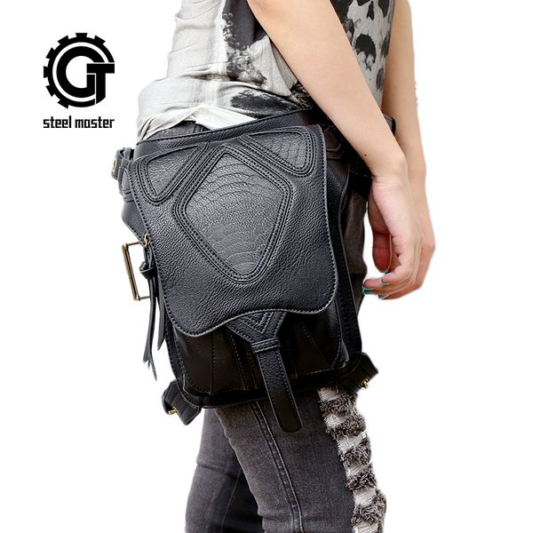 

steam punk fanny packs geometric patchwork thread paern women waist bags gothic crossbody multi-function messenger bags