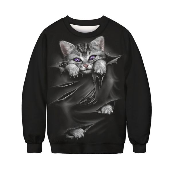 

новая мода naughty cat 3d печать пот модная одежда женщины мужчины толстовка повседневные пуловеры k255, Black