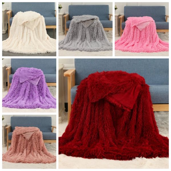

long shaggy blankets fluffy fleece throw blanket background blanket solid wedding bedspreads soft bedding supplies 13 colors 20pcs yw1689