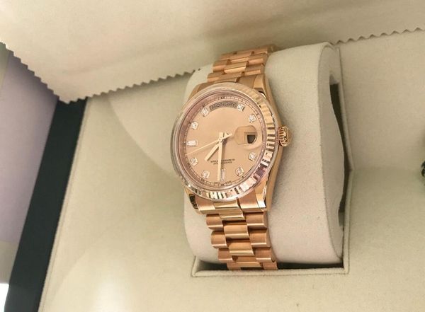 

Luxury AAA High Quality 18K Gold QUICKSET PRESIDENT 118238 Gold Diamond Dial Day-Date 36mm Movement Automatic Mens Watches Original Box