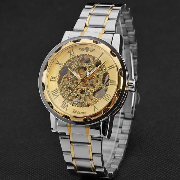 

hollowed out manual men's mechanical watches fashion explosion classic leisure classic men's fashion watches sell, Slivery;brown