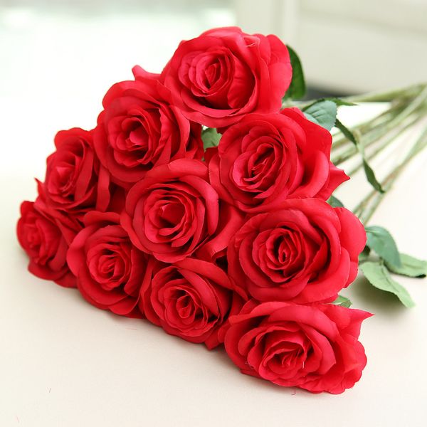 

artificial flowers real touch rose silk flowers floral wedding bouquet home party flowers wedding decoration drop shipping