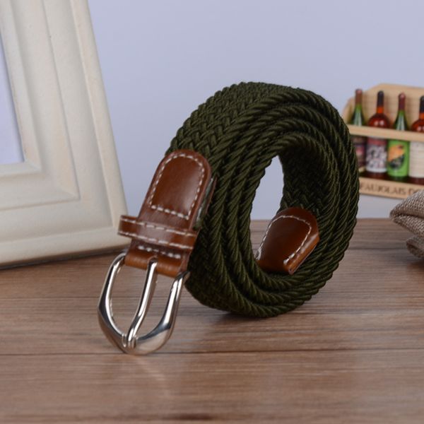 

2018 elastic belt knitted canvas belt decoration female pin buckle women and man 80-100cm tactical hunting accessories, Black;gray