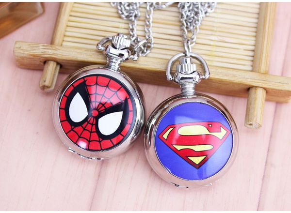 

dc universe superhero fashion pocket watch necklace 1pcs/lot, Slivery;golden