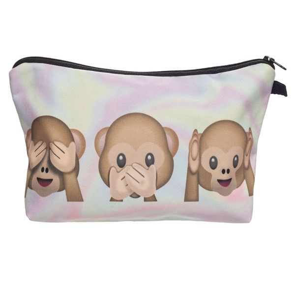 

3d печатных обезьяна косметические сумки для хранения путешествия женщин путешествия хранения мода симпатичные для подарка рождество