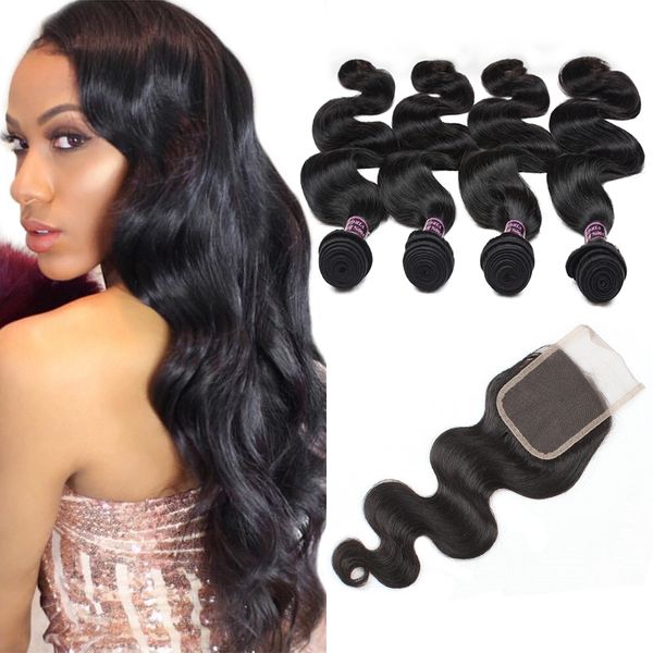 Best 10a Brazilian Hair Human Hair Bundles With Closure Body Wave