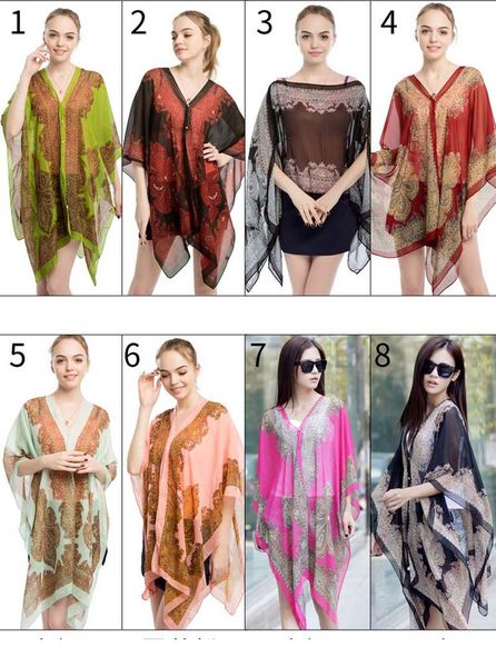 

floral bikini cover ups women print pareo beach dress bohemian sarong fashion chiffon beach bikini wrap swimwear scarf shawl brace, Black;gray