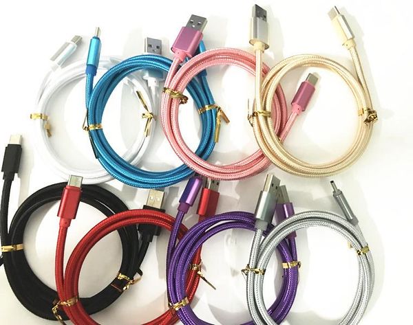 

High peed 1m 2m 3m 6ft 10ft metal hou ing braided micro u b cable durable tinning charging u b type c cable for 8 9 android mart phone