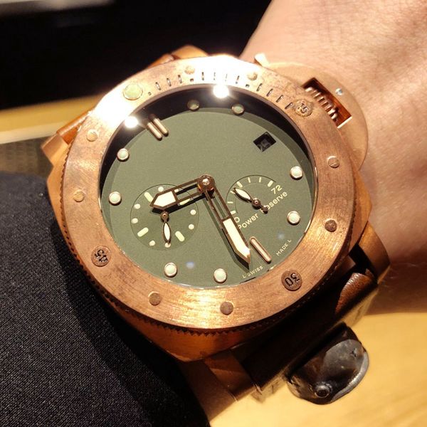 

Pam00507 retro limited edition men 039 watch p9000 automatic mechanical movement fine bronze ca e diameter 47mm imported leather tra