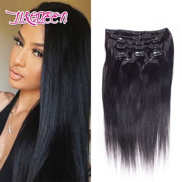 Brazilian Virgin Hair Natural Black Straight Hair Clip In 120g