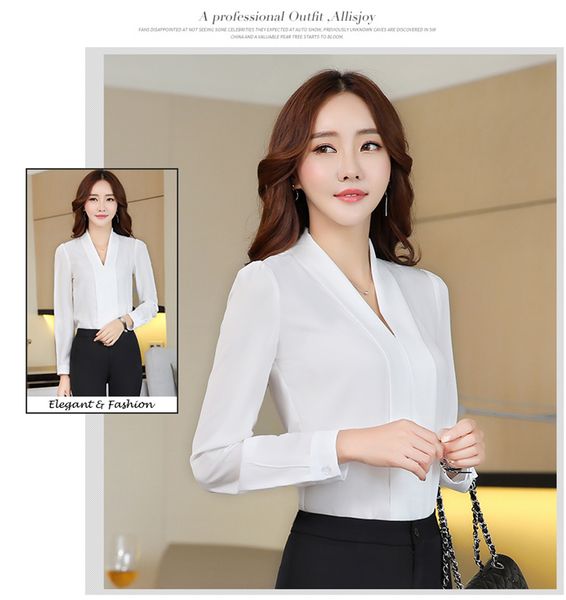 

2018 Весна мода Sexy V-образным вырезом рубашка женщины OL карьера темперамент формаль