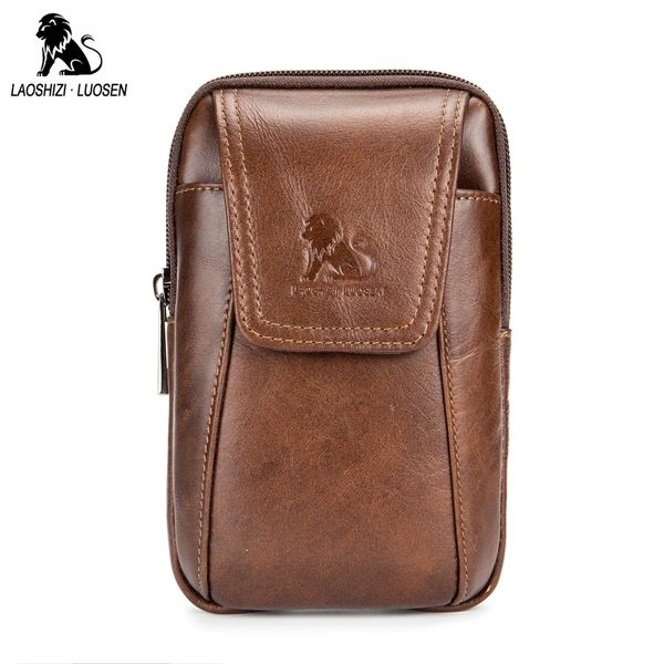 

laoshizi luosen new arrival men genuine leather belt waist bag vintage casual men's waist pacbelt hip mobile phone bag