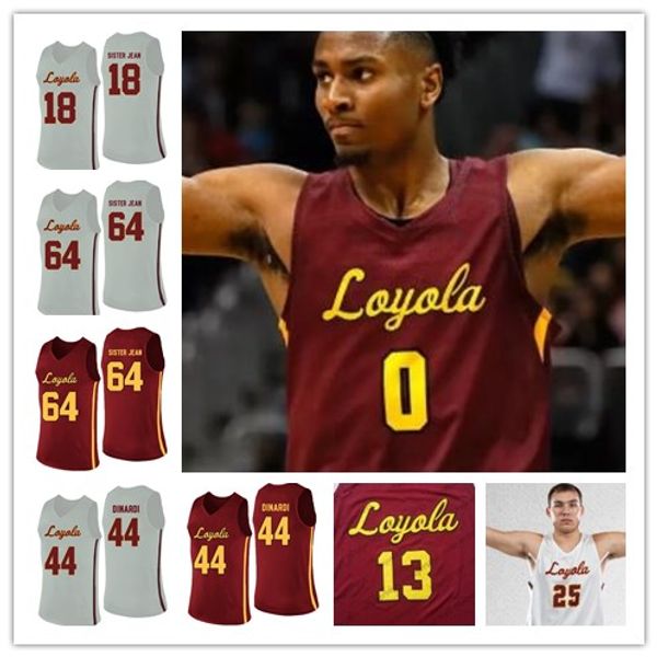 

Clayton Custer Loyola Chicago Ramblers Aundre Jackson Marques Townes Donte Ingram Red white Sewn NCAA College Basketball Jersey S-4XL