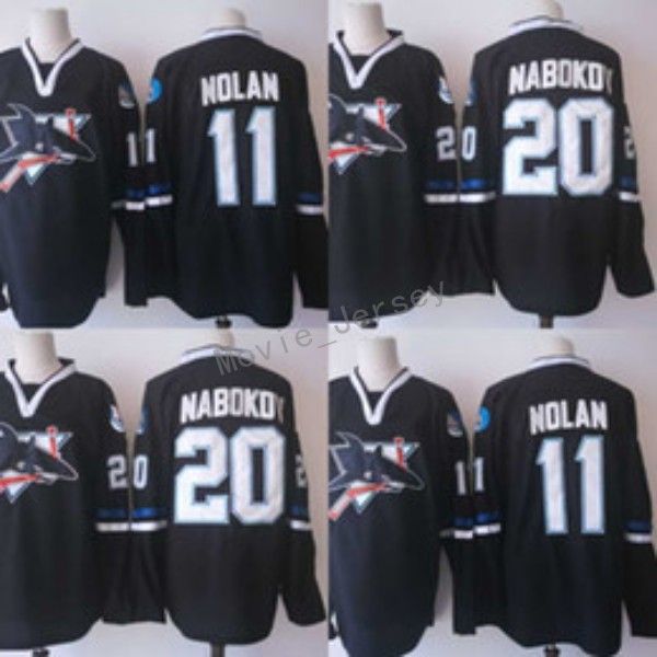

2017-2018 New season Stitched San Jose Sharks #11 Owen NOLAN 20 Evgeni Nabokov Blank Ice Hockey Jerseys Black