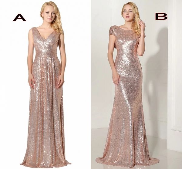 

sparkly розовое золото 2020 русалка невесты платья короткие рукава backless long beach блестки шампанское свадьба платья hy242, White;pink