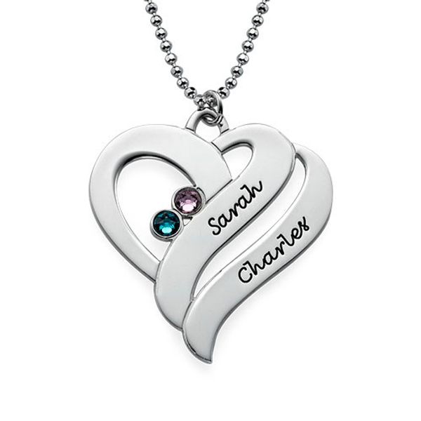 

2016 new arrival custom heart necklace for women popular design name pendant necklace silver gold plated birthstone