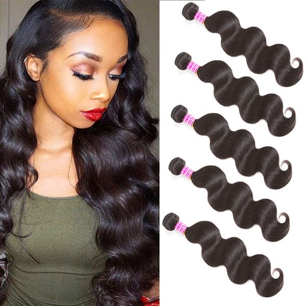 

brazilian virgin human hair bundles body wave unprocessed raw indian peruvian malaysian human hair extensions remy human hair weaves est, Black